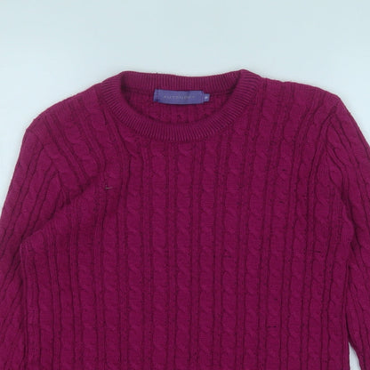 Autonomy Womens Purple Round Neck  Acrylic Pullover Jumper Size 8