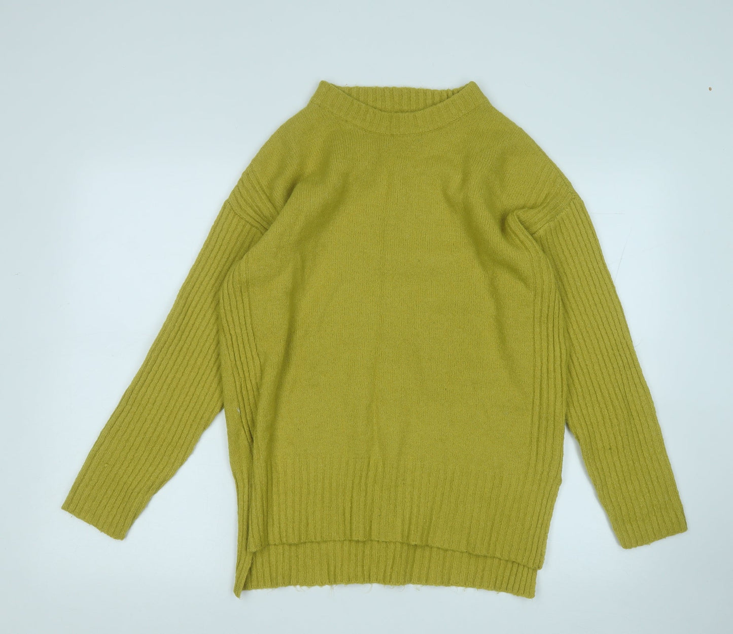 Primark Womens Yellow Round Neck  Acrylic Pullover Jumper Size 10