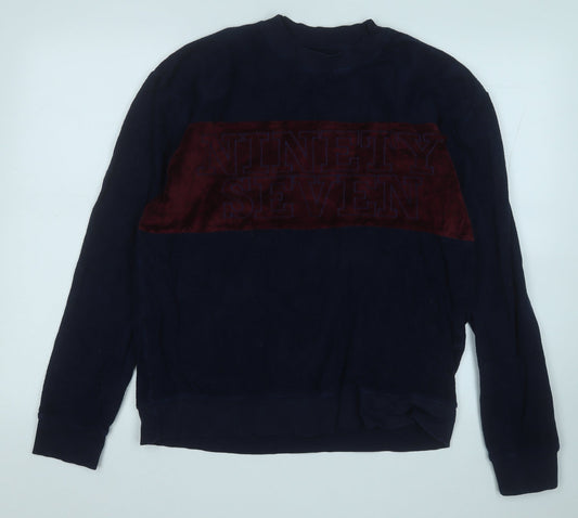 Topman Mens Blue  Cotton Pullover Sweatshirt Size M   - Ninety Seven