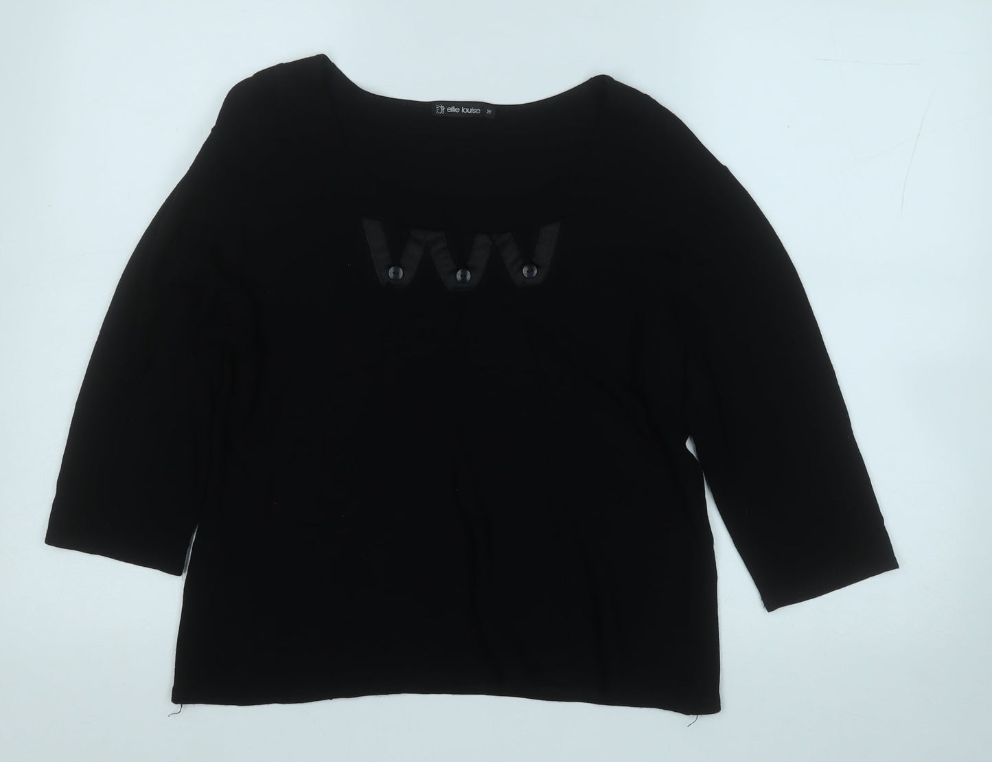 Elle Louise Womens Black Round Neck  Viscose Pullover Jumper Size 16