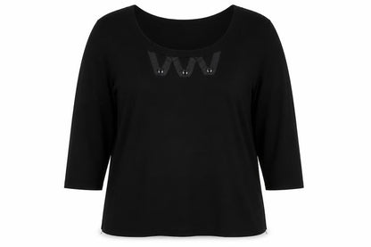Elle Louise Womens Black Round Neck  Viscose Pullover Jumper Size 16
