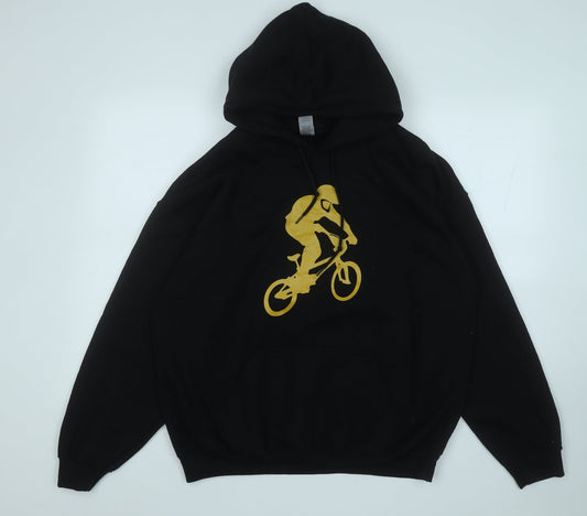 Gildan Womens Black  Polyester Pullover Hoodie Size L