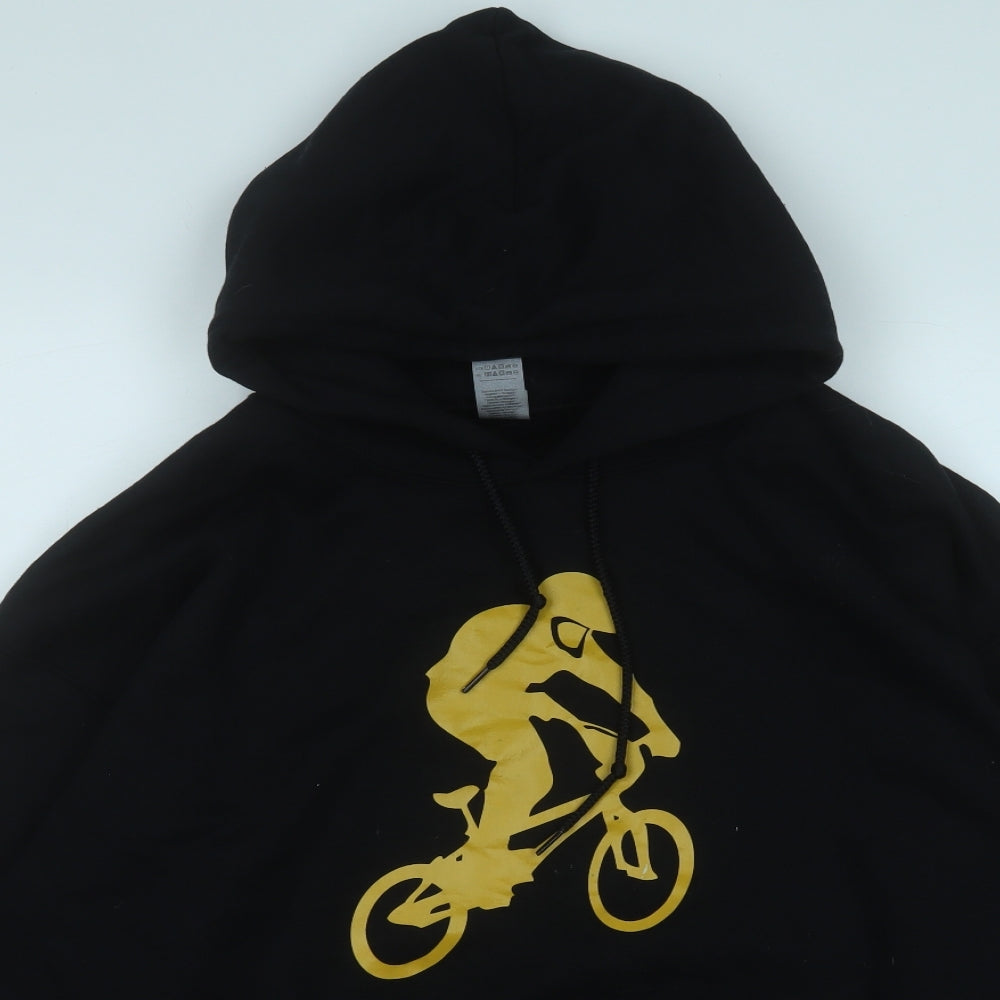 Gildan Womens Black  Polyester Pullover Hoodie Size L