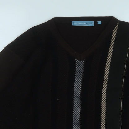 Greenwoods Mens Brown V-Neck  Acrylic Pullover Jumper Size M