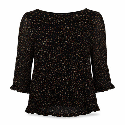 H&M Womens Black Geometric Viscose Basic T-Shirt Size 40 Round Neck