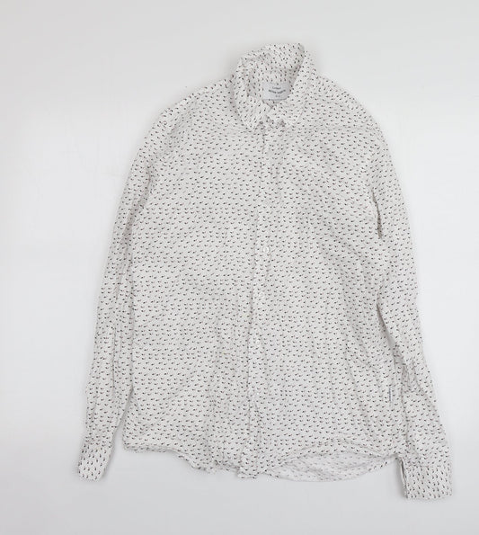 Mens UK Size L Peter Werth White  Button-Up Long Sleeve Casual Shirt