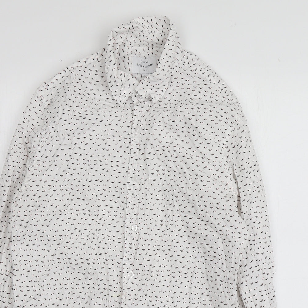 Mens UK Size L Peter Werth White  Button-Up Long Sleeve Casual Shirt