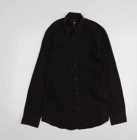 Mens UK Size S H&M Purple  Button-Up Long Sleeve Casual Shirt