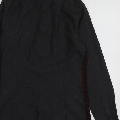 River Island Mens Grey Check Polyester  Button-Up Size S Collared