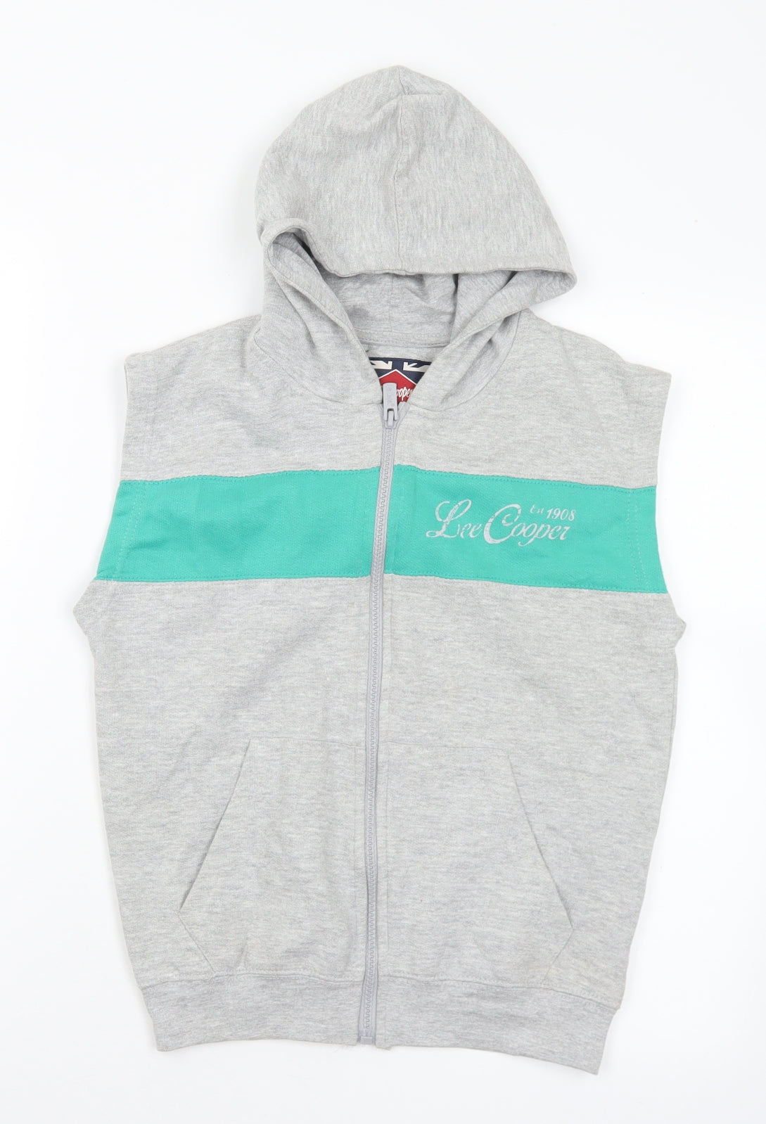 Lee Cooper Boys Grey  Cotton Full Zip Hoodie Size 9-10 Years  Zip - Logo