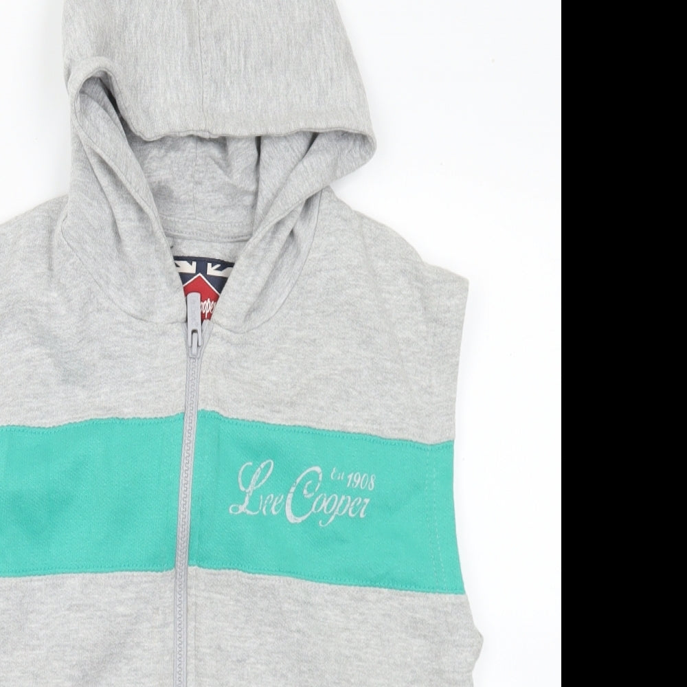 Lee Cooper Boys Grey  Cotton Full Zip Hoodie Size 9-10 Years  Zip - Logo