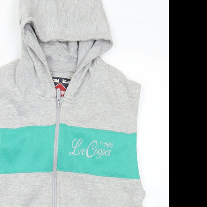Lee Cooper Boys Grey  Cotton Full Zip Hoodie Size 9-10 Years  Zip - Logo