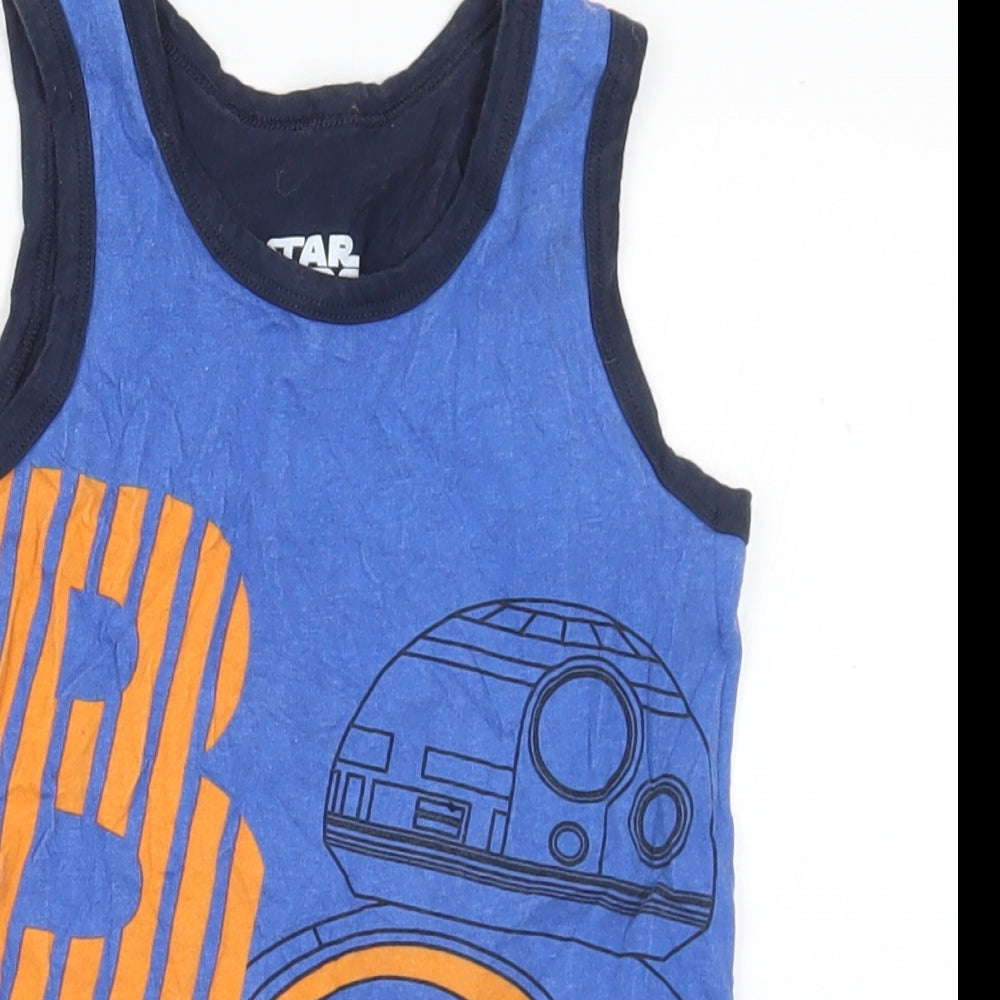 Star Wars Boys Blue  Cotton Basic Tank Size 4-5 Years Round Neck  - Star Wars 4-6 Years