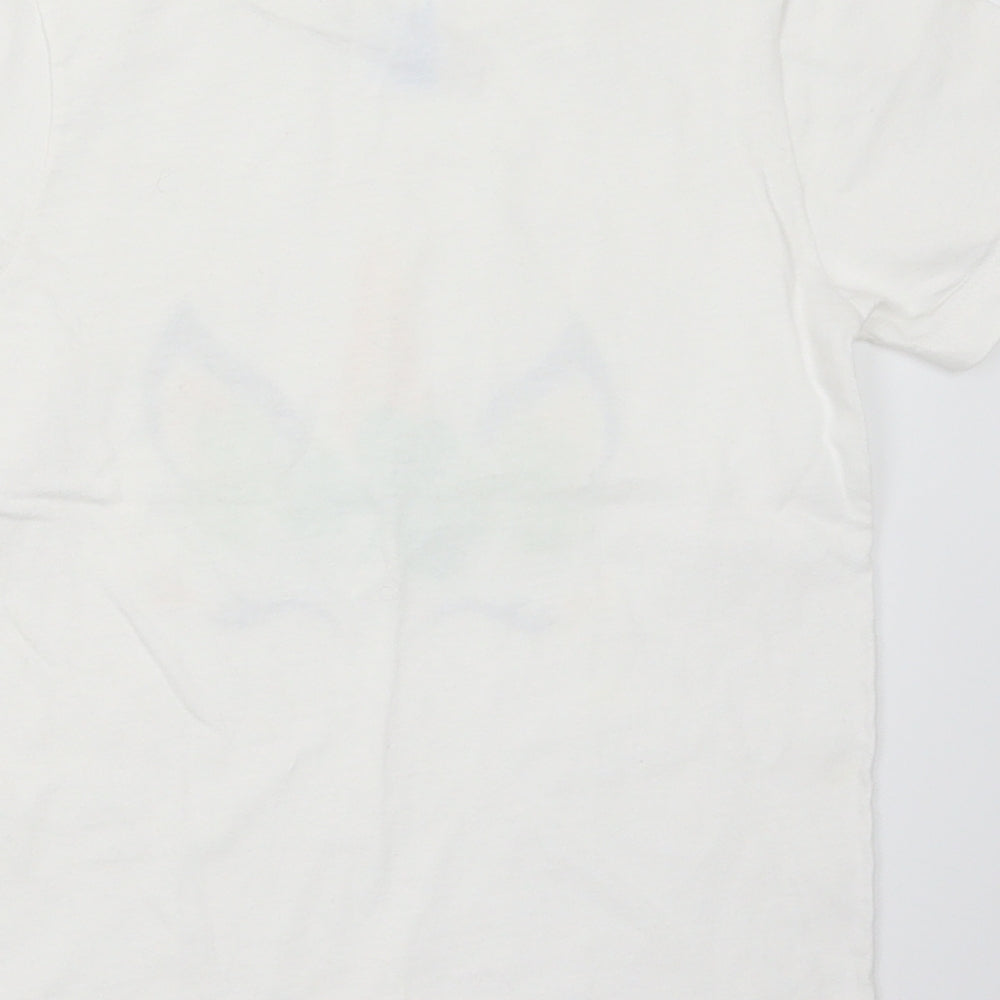 Port & Company Girls White  Cotton Basic T-Shirt Size 4 Years Crew Neck  - Unicorn