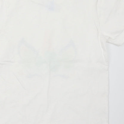Port & Company Girls White  Cotton Basic T-Shirt Size 4 Years Crew Neck  - Unicorn