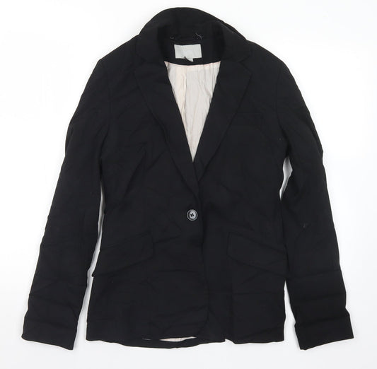 H&M Womens Black  Polyester Jacket Suit Jacket Size 10