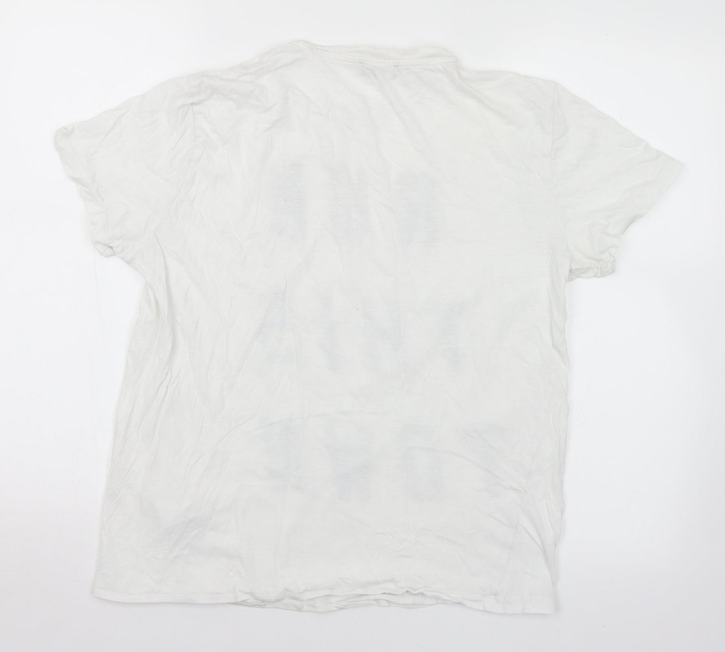 New Look Mens White  Cotton  T-Shirt Size S Round Neck  - Run This Town