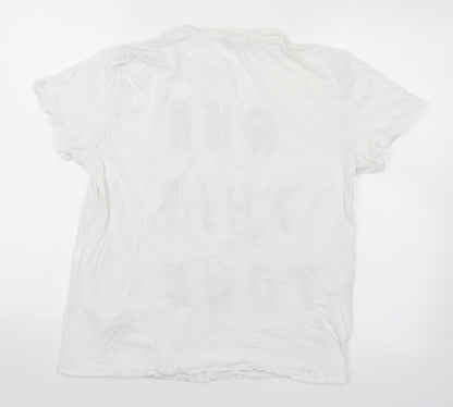 New Look Mens White  Cotton  T-Shirt Size S Round Neck  - Run This Town