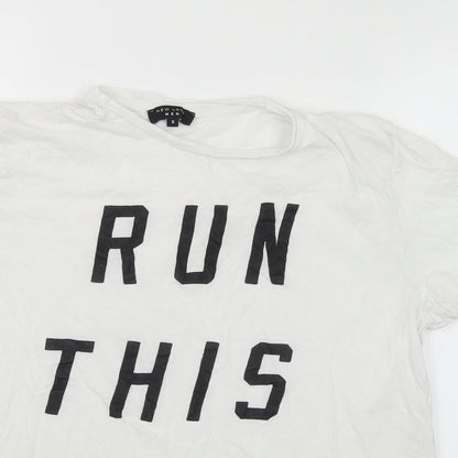 New Look Mens White  Cotton  T-Shirt Size S Round Neck  - Run This Town