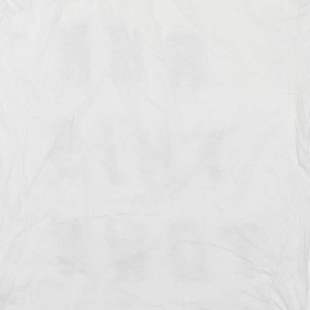 New Look Mens White  Cotton  T-Shirt Size S Round Neck  - Run This Town