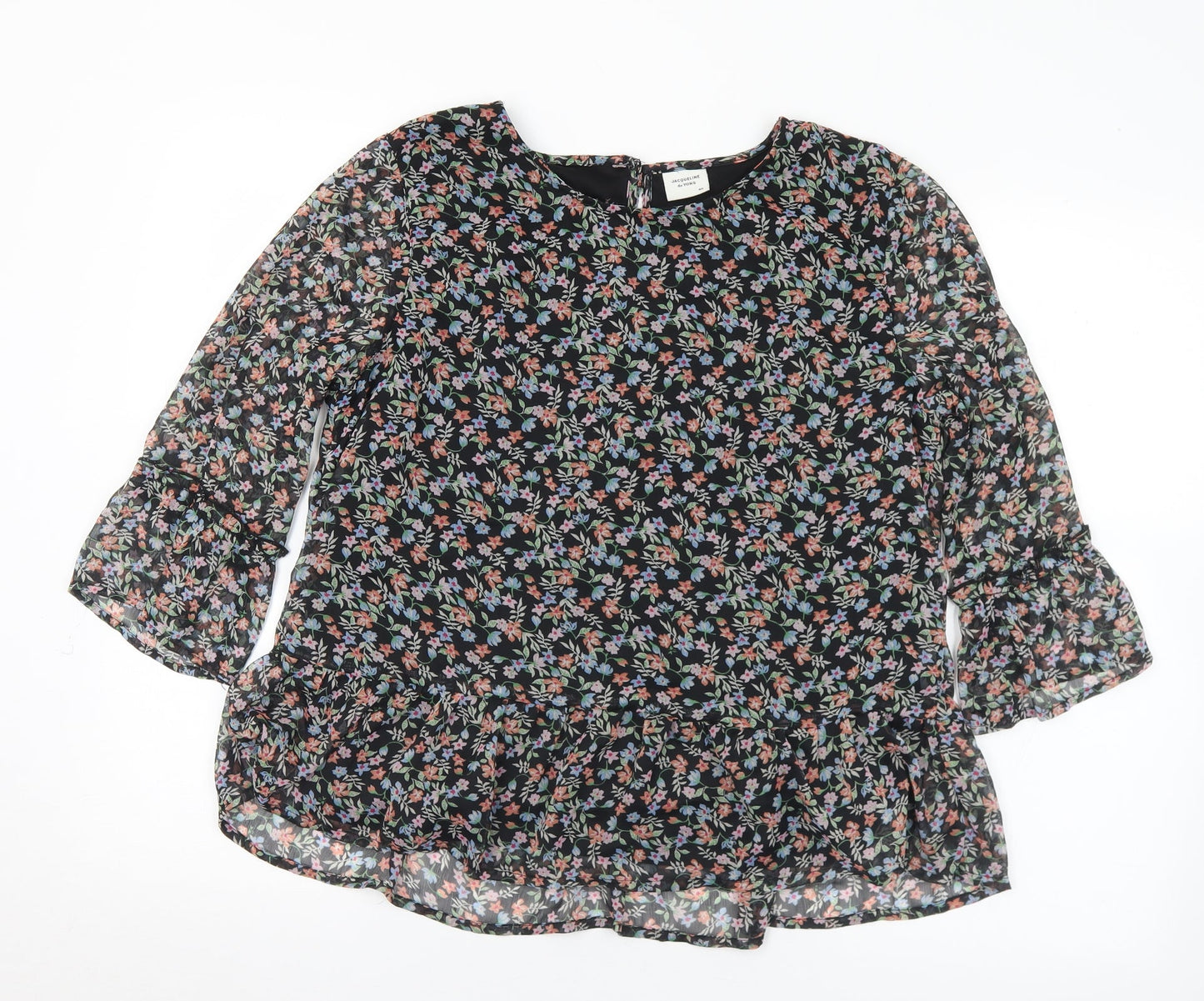Jaqueline de Young Womens Multicoloured Floral Polyester Basic Blouse Size 8 Round Neck