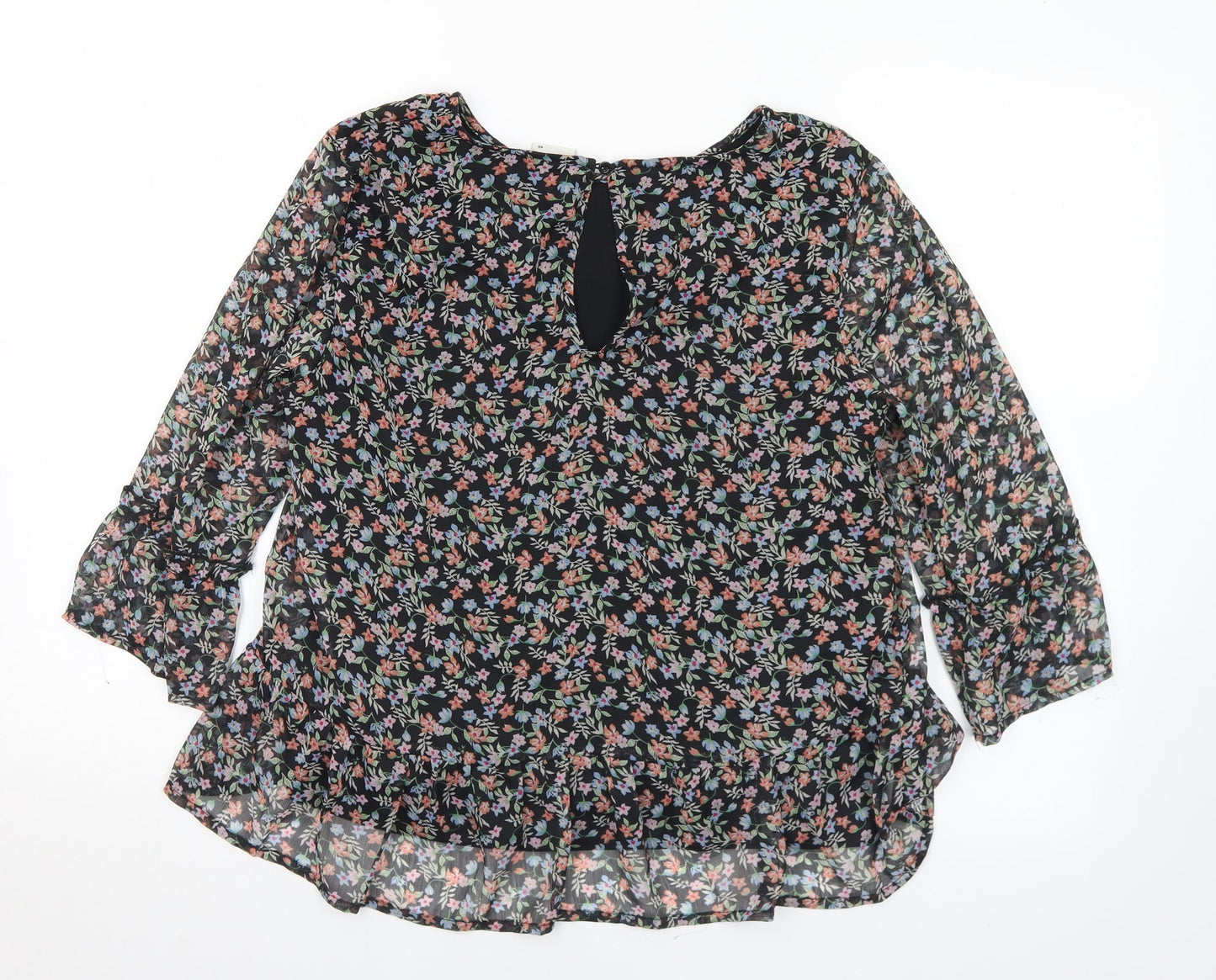 Jaqueline de Young Womens Multicoloured Floral Polyester Basic Blouse Size 8 Round Neck