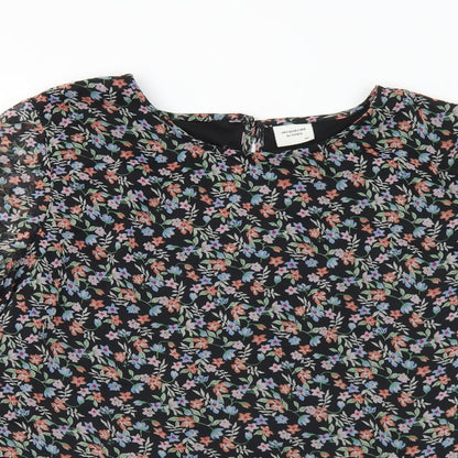 Jaqueline de Young Womens Multicoloured Floral Polyester Basic Blouse Size 8 Round Neck