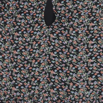 Jaqueline de Young Womens Multicoloured Floral Polyester Basic Blouse Size 8 Round Neck