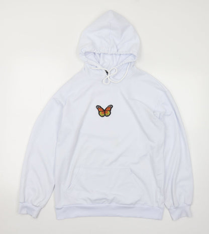 SheIn Womens White  Cotton Pullover Hoodie Size S   - Butterfly