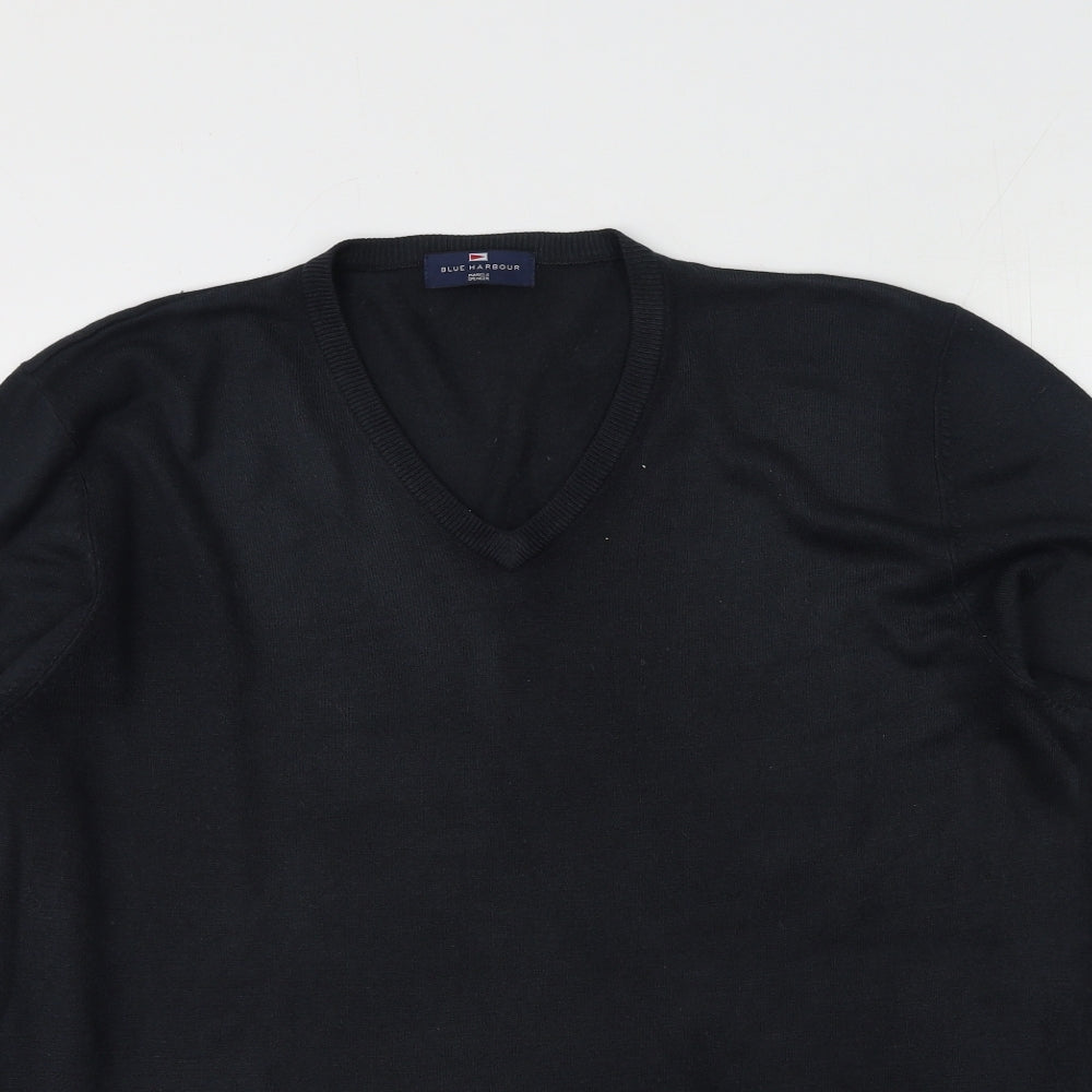 Marks and Spencer Mens Blue V-Neck  Acrylic Pullover Jumper Size L