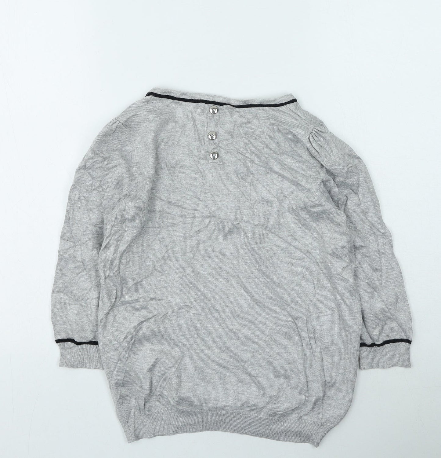 BHS Womens Grey Round Neck  Viscose Henley Jumper Size 8