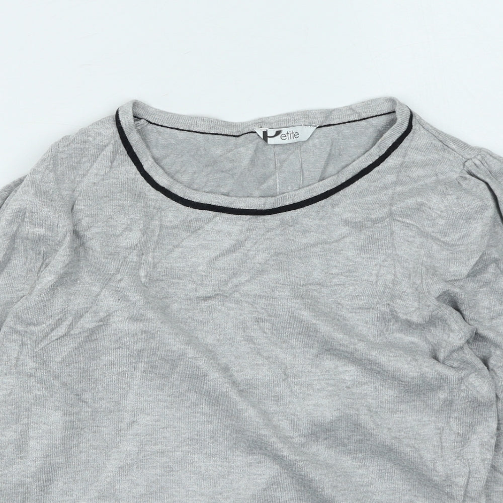 BHS Womens Grey Round Neck  Viscose Henley Jumper Size 8