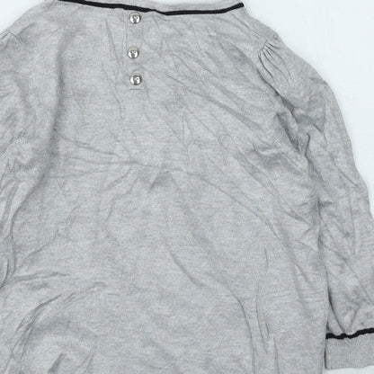 BHS Womens Grey Round Neck  Viscose Henley Jumper Size 8