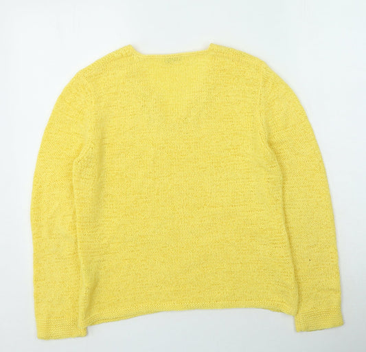 Gerry Weber Womens Yellow V-Neck Acrylic Pullover Jumper Size 14