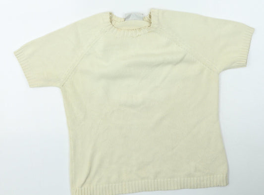 BHS Womens Beige Round Neck Cotton Pullover Jumper Size 12