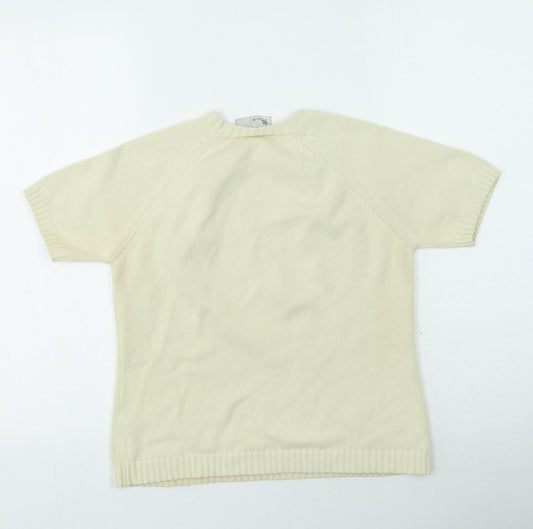 BHS Womens Beige Round Neck Cotton Pullover Jumper Size 12