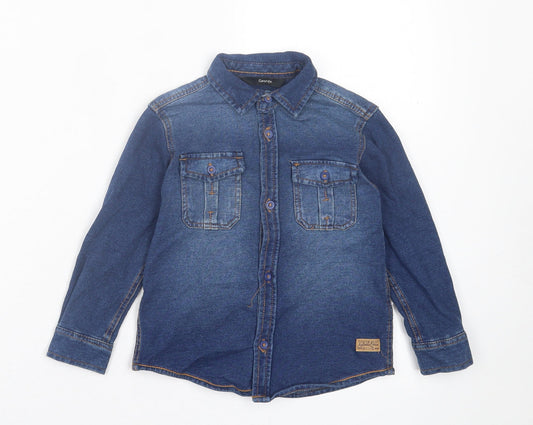 George Boys Blue  Cotton Basic Button-Up Size 2-3 Years Collared Button