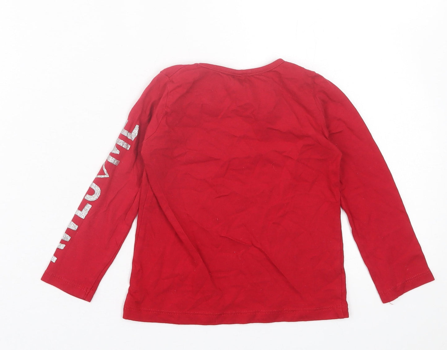 Evie Angel Girls Red  Cotton Basic Casual Size 12-18 Months Crew Neck Pullover