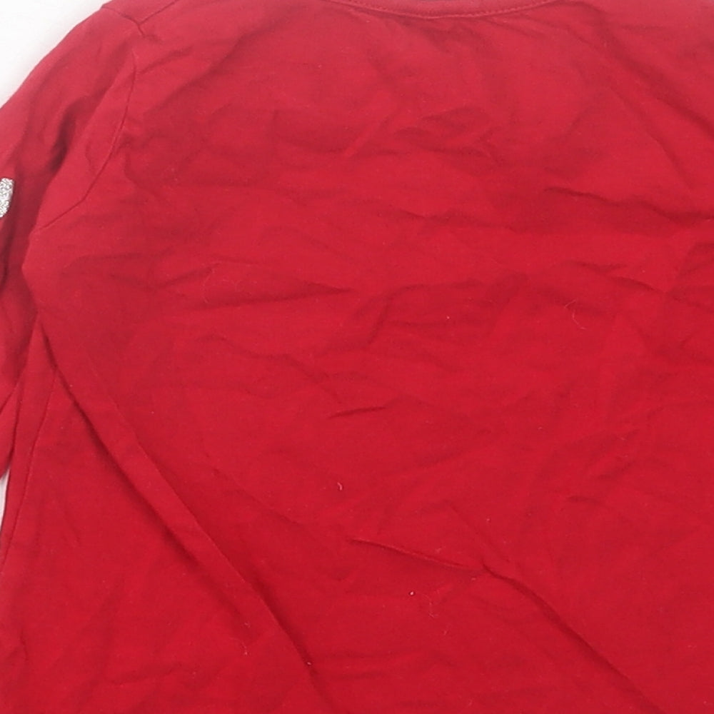Evie Angel Girls Red  Cotton Basic Casual Size 12-18 Months Crew Neck Pullover