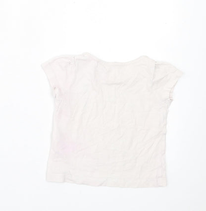 H&M Girls White  Cotton Basic T-Shirt Size 24 Months Crew Neck Pullover