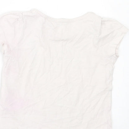 H&M Girls White  Cotton Basic T-Shirt Size 24 Months Crew Neck Pullover