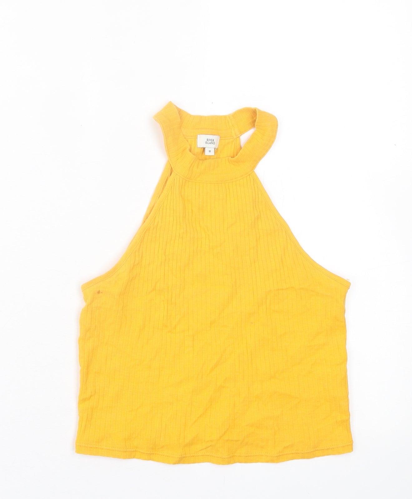 Womens UK Size 8 River Island Yellow Cropped Tank