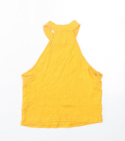 Womens UK Size 8 River Island Yellow Cropped Tank