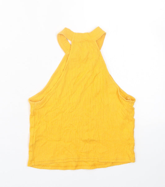 Womens UK Size 8 River Island Yellow Cropped Tank