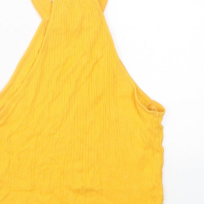 Womens UK Size 8 River Island Yellow Cropped Tank