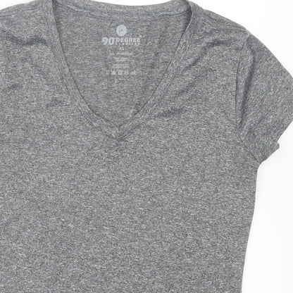 90 Degree Womens Grey  Polyester Basic T-Shirt Size XS V-Neck Pullover