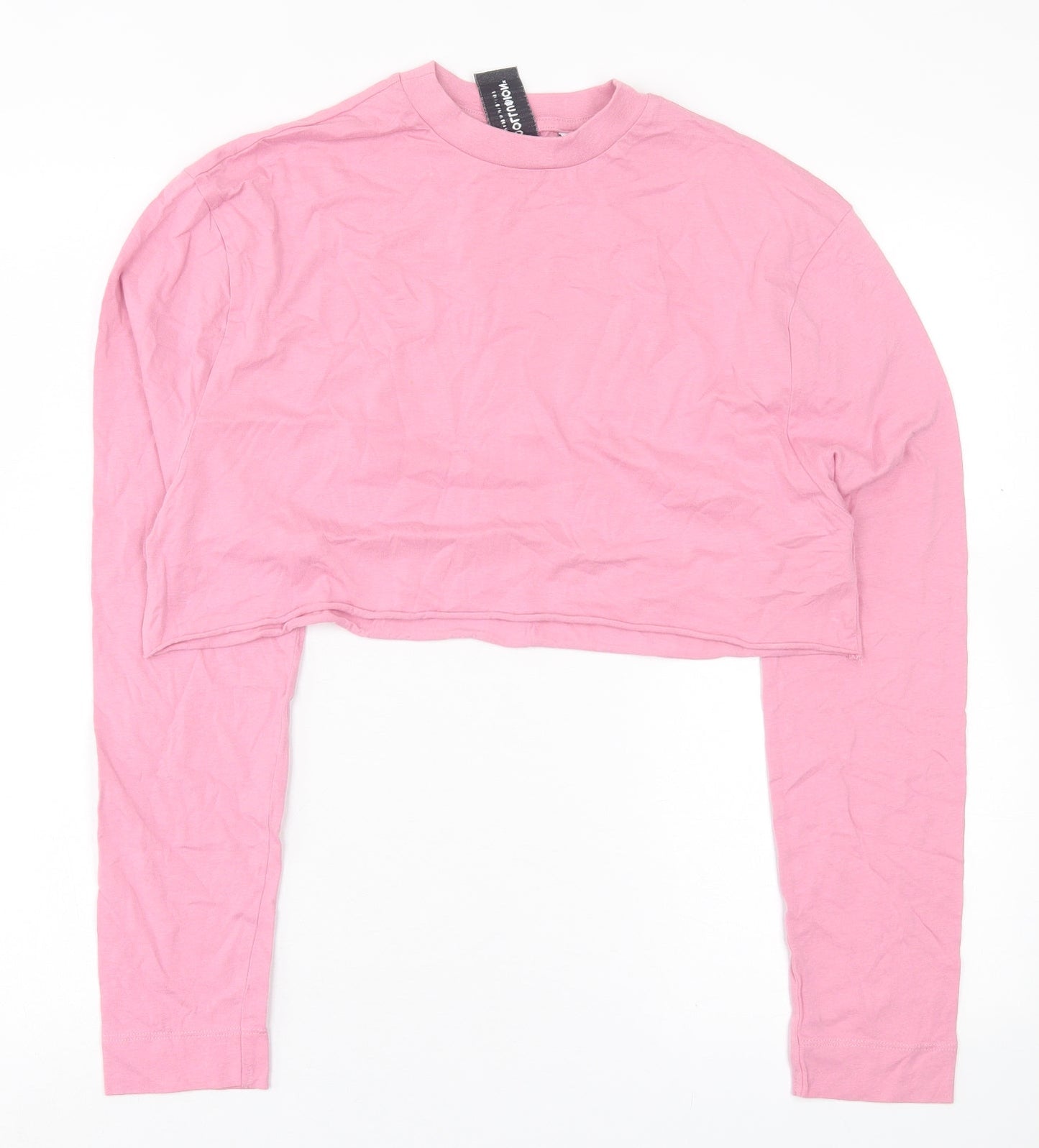 Womens UK Size 6 COLLUSION Pink Cropped T-Shirt