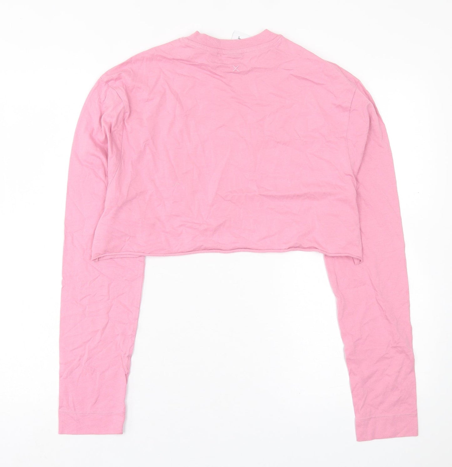 Womens UK Size 6 COLLUSION Pink Cropped T-Shirt