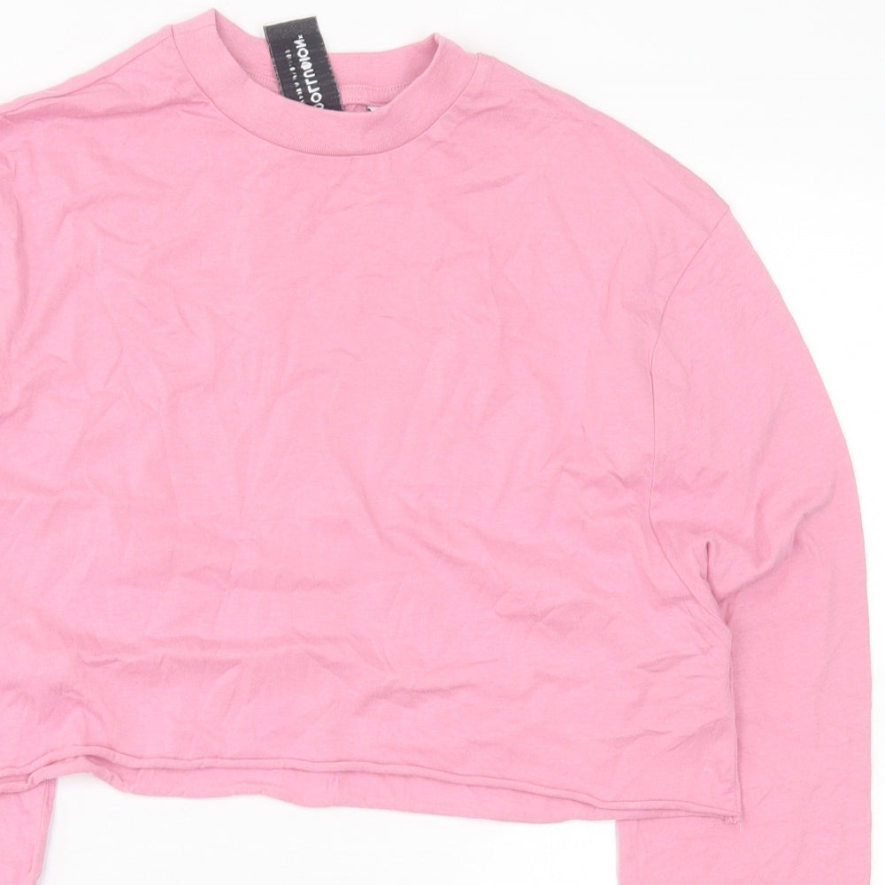 Womens UK Size 6 COLLUSION Pink Cropped T-Shirt