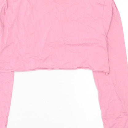 Womens UK Size 6 COLLUSION Pink Cropped T-Shirt